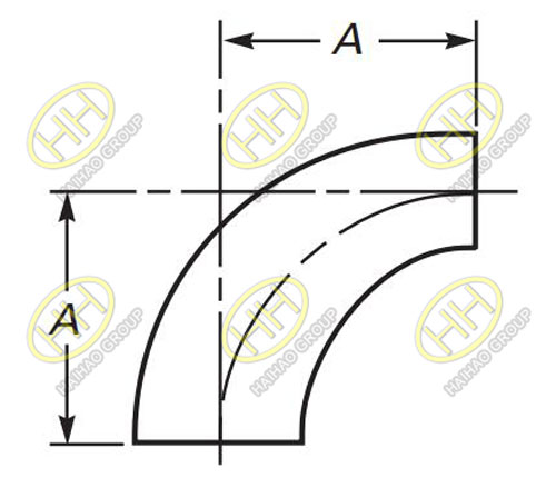 Dimensions of ASME B16.9 standard long radius reducing elbow