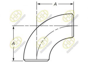 Dimensions of ASME B16.9 standard short radius elbows