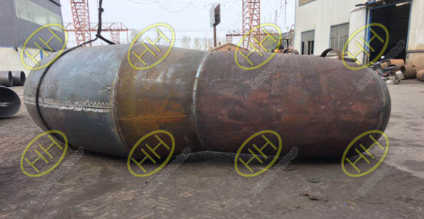 Hydrostatic test for large diameter custom pipe bend