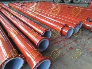 Plastic lined flanged steel pipe