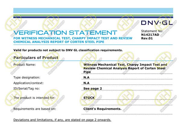 DNV 3.2 test report and lab test data