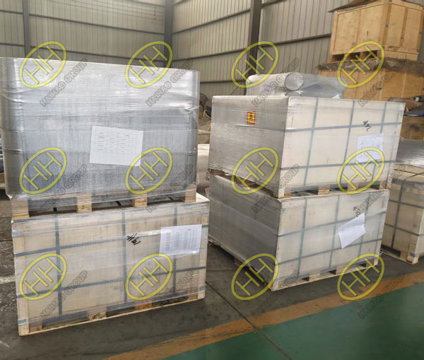 Large diameter Series A flanges packed in plywood crates ready for shipment