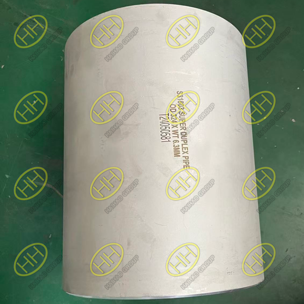 S31803 super duplex stainless steel pipes OD 324 x 6.3 mm manufactured by Haihao Group