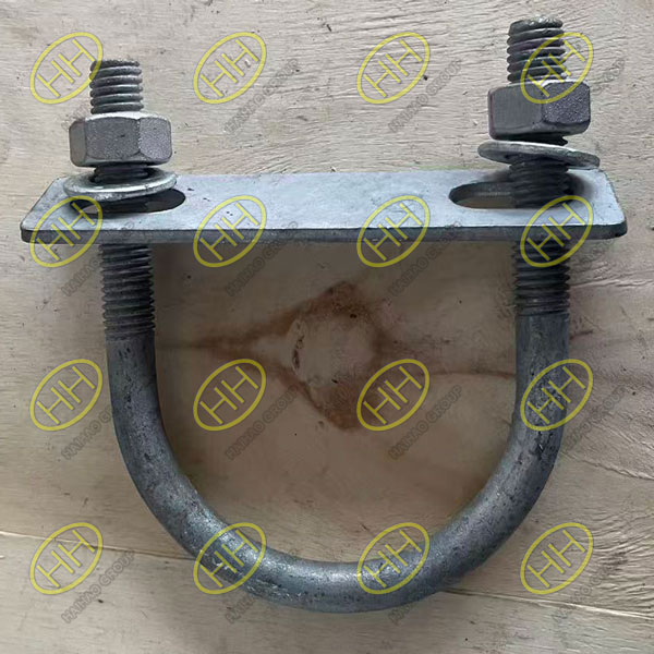 Heavy duty hot dip galvanized U-bolt assemblie with backing plates shipped to India for large pipeline support