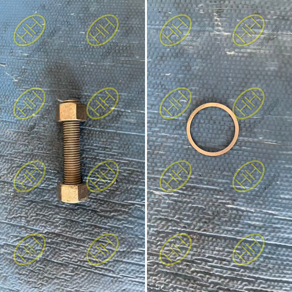 Hot dip galvanized ASTM A320 L7M stud bolts with ASTM A194 nuts and soft iron washer